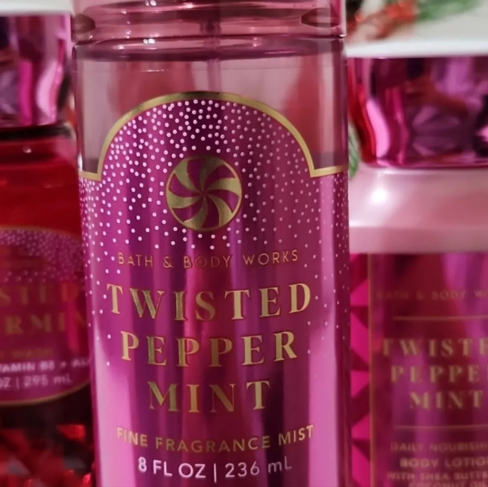 Bath & Body Works Twisted Peppermint 4pc Set Gel Lotion Cream Mist